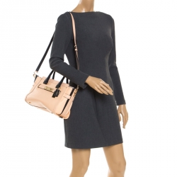 Pre Owned Coach Peach/Black Leather Swagger 27 Tote
