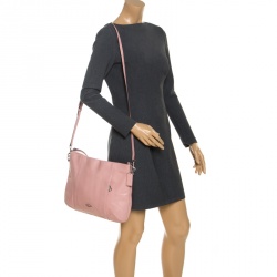 Pre Owned Coach Leather Side Zipped Shoulder Bag