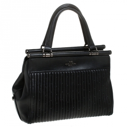 Pre Owned Coach Black Leather Beaded Grace Satchel 