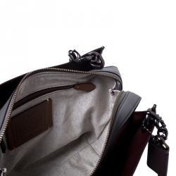 Pre Owned Coach Dark Grey Leather Chain Shoulder Bag