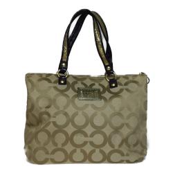 Pre Owned Coach Beige Canvas Tote Bag