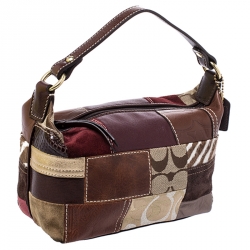 Coach Multicolor Patchwork Canvas/Leather/Suede and Calfhair Pochette