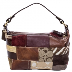 Coach Multicolor Patchwork Canvas/Leather/Suede and Calfhair Pochette