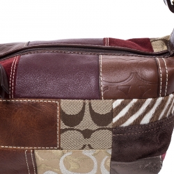 Coach Multicolor Patchwork Canvas/Leather/Suede and Calfhair Pochette
