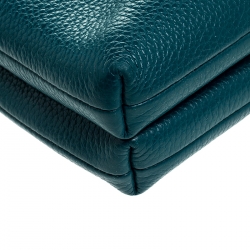 Pre Owned Coach Teal Leather Double Zip Crossbody Bag