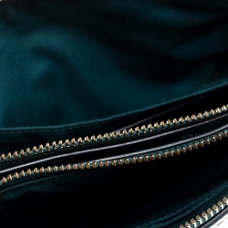 Pre Owned Coach Teal Leather Double Zip Crossbody Bag