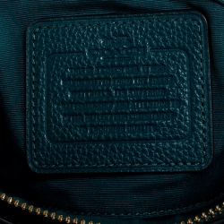 Pre Owned Coach Teal Leather Double Zip Crossbody Bag