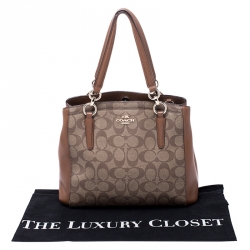 Pre Owned Coach Brown Coated Canvas and Leather Carryall Satchel