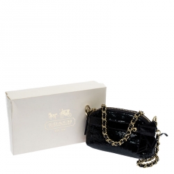 Pre Owned حقيبة كوتش ميني بوبي ترتر أسود وجلد لامع بسلسلة