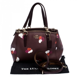Coach Burgundy Flower Print Coated Canvas Mini Christie Carryall Satchel