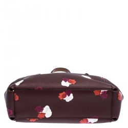 Coach Burgundy Flower Print Coated Canvas Mini Christie Carryall Satchel