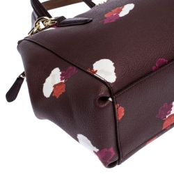Coach Burgundy Flower Print Coated Canvas Mini Christie Carryall Satchel