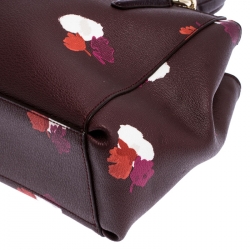 Coach Burgundy Flower Print Coated Canvas Mini Christie Carryall Satchel