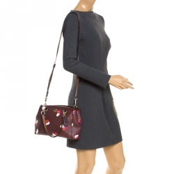Coach Burgundy Flower Print Coated Canvas Mini Christie Carryall Satchel