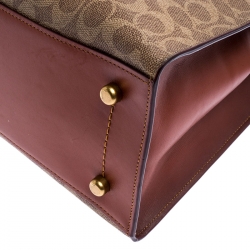 Pre Owned Coach Beige/Brown Coated Canvas and Leather Tote