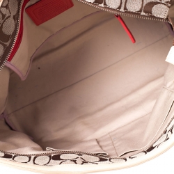 Coach Beige/Brown Signature Canvas and Leather Shopper Tote