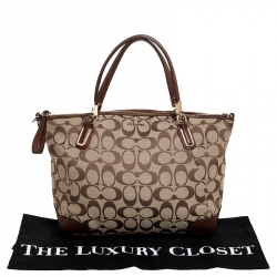 Coach Beige/Brown Signature Canvas and Leather Satchel