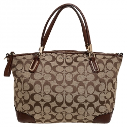 Coach Beige/Brown Signature Canvas and Leather Satchel