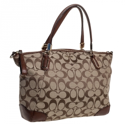 Coach Beige/Brown Signature Canvas and Leather Satchel