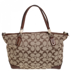 Coach Beige/Brown Signature Canvas and Leather Satchel