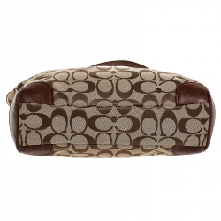 Coach Beige/Brown Signature Canvas and Leather Satchel
