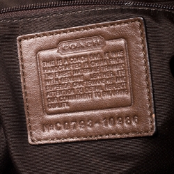 Pre Owned Coach Brown Signature Canvas And Leather Double Buckle Shoulder Bag