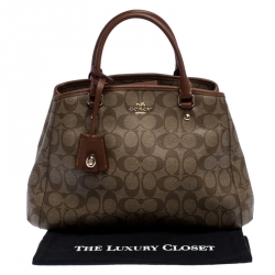 Pre Owned Coach Beige/Brown Coated Canvas Margot Carryall Satchel