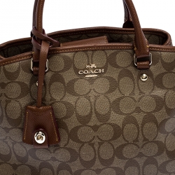Pre Owned Coach Beige/Brown Coated Canvas Margot Carryall Satchel