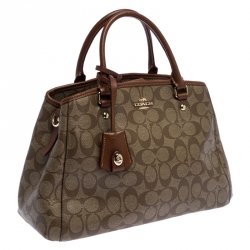 Pre Owned Coach Beige/Brown Coated Canvas Margot Carryall Satchel