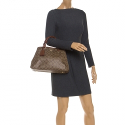 Pre Owned Coach Beige/Brown Coated Canvas Margot Carryall Satchel