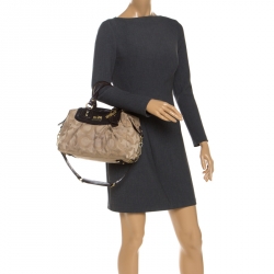Pre Owned Coach Beige/Brown Canvas and Patent Leather Madison Audrey Satchel