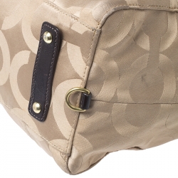 Pre Owned Coach Beige/Brown Canvas and Patent Leather Madison Audrey Satchel