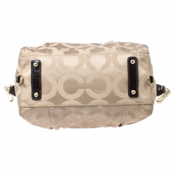 Pre Owned Coach Beige/Brown Canvas and Patent Leather Madison Audrey Satchel