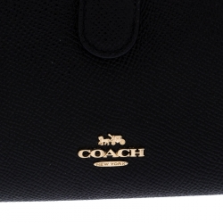 Pre Owned Coach Black Leather Compact Wallet