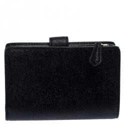 Pre Owned Coach Black Leather Compact Wallet