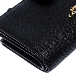 Pre Owned Coach Black Leather Compact Wallet