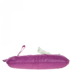 Pre Owned Coach Fuschia Pleated Leather Wristlet