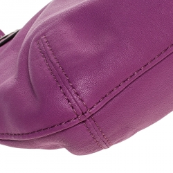 Pre Owned Coach Fuschia Pleated Leather Wristlet