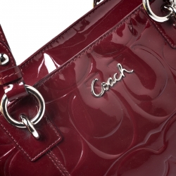 Pre Owned Coach Red Gallery Embossed Patent Leather Tote