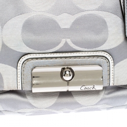 Pre Owned Coach Grey Signature Fabric Kristin Double Zip Satchel