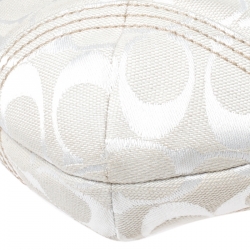 Coach White Canvas and Leather Buckle Flap Hobo