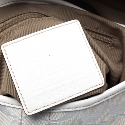 Coach White Canvas and Leather Buckle Flap Hobo