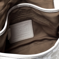 Coach White Canvas and Leather Buckle Flap Hobo