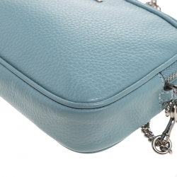 مملوكة مسبقًا Coach Seafoam Pebbled Leather Double Zip Camera Crossbody Bag