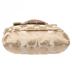 Pre Owned Coach Beige/Pink Canvas Kristin Hobo Shoulder Bag