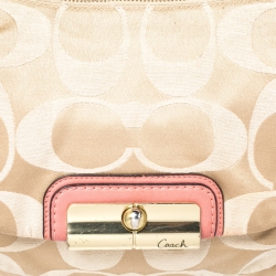 Pre Owned Coach Beige/Pink Canvas Kristin Hobo Shoulder Bag