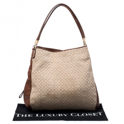 Pre Owned Coach Beige/Brown OP Art Fabric and Leather Madisson Needlepoint Hobo