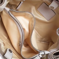 Pre Owned Coach Beige Op Art Fabric Satchel 