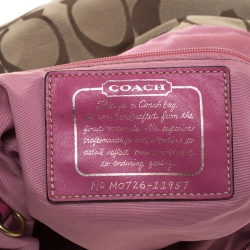 Pre Owned Coach Pink/Beige Signature Canvas Carly Shoulder Bag