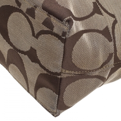 Pre Owned Coach Pink/Beige Signature Canvas Carly Shoulder Bag